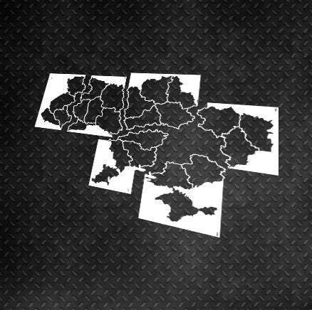 Трафарет DFA Карта України із 6 частин, трафарет для шпаклівки та фарби 0,3-1мм (X00048)
