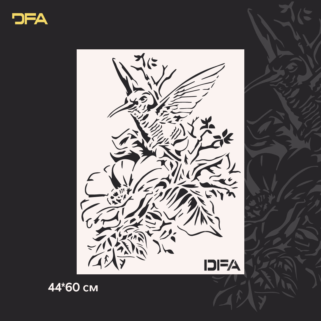 Трафарет Пташка DFA тварини для стін для штукатурки та фарби 0,3-1мм (J00044)