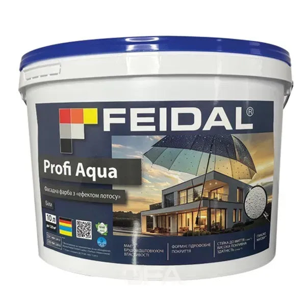 Фасадна фарба Feidal Profi Aqua матова біла – ідеальне рішення з легким доглядом і стійкістю до вологи