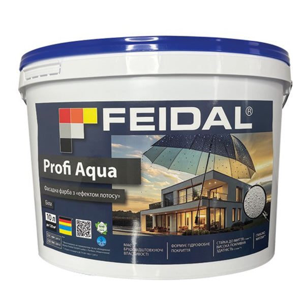 Фасадна фарба Feidal Profi Aqua матова біла – ідеальне рішення з легким доглядом і стійкістю до вологи