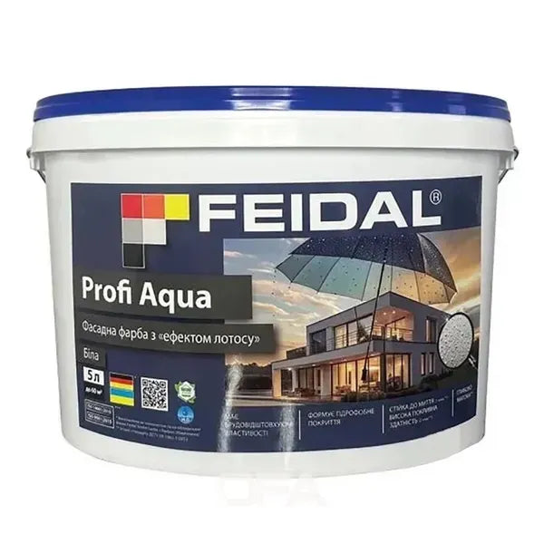 Фасадна фарба Feidal Profi Aqua матова біла – ідеальне рішення з легким доглядом і стійкістю до вологи