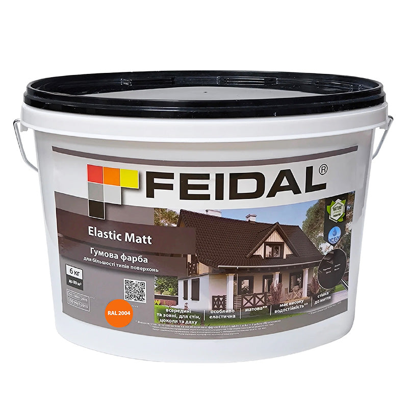 Фарба гумова RAL 2004 Помаранчева Feidal Elastic Matt – надійне покриття для різних поверхонь