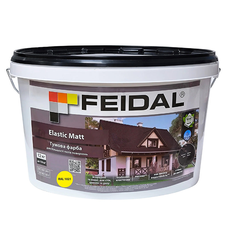 Жовта матова фарба Feidal Elastic Matt Ral 1021 – еластичне покриття для дому та офісу
