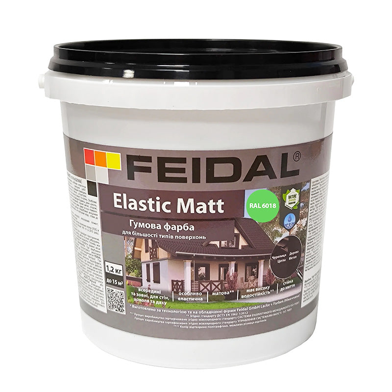 Фарба гумова Feidal Elastic Matt RAL 6018 – надійність, довговічність та стильний зелений відтінок
