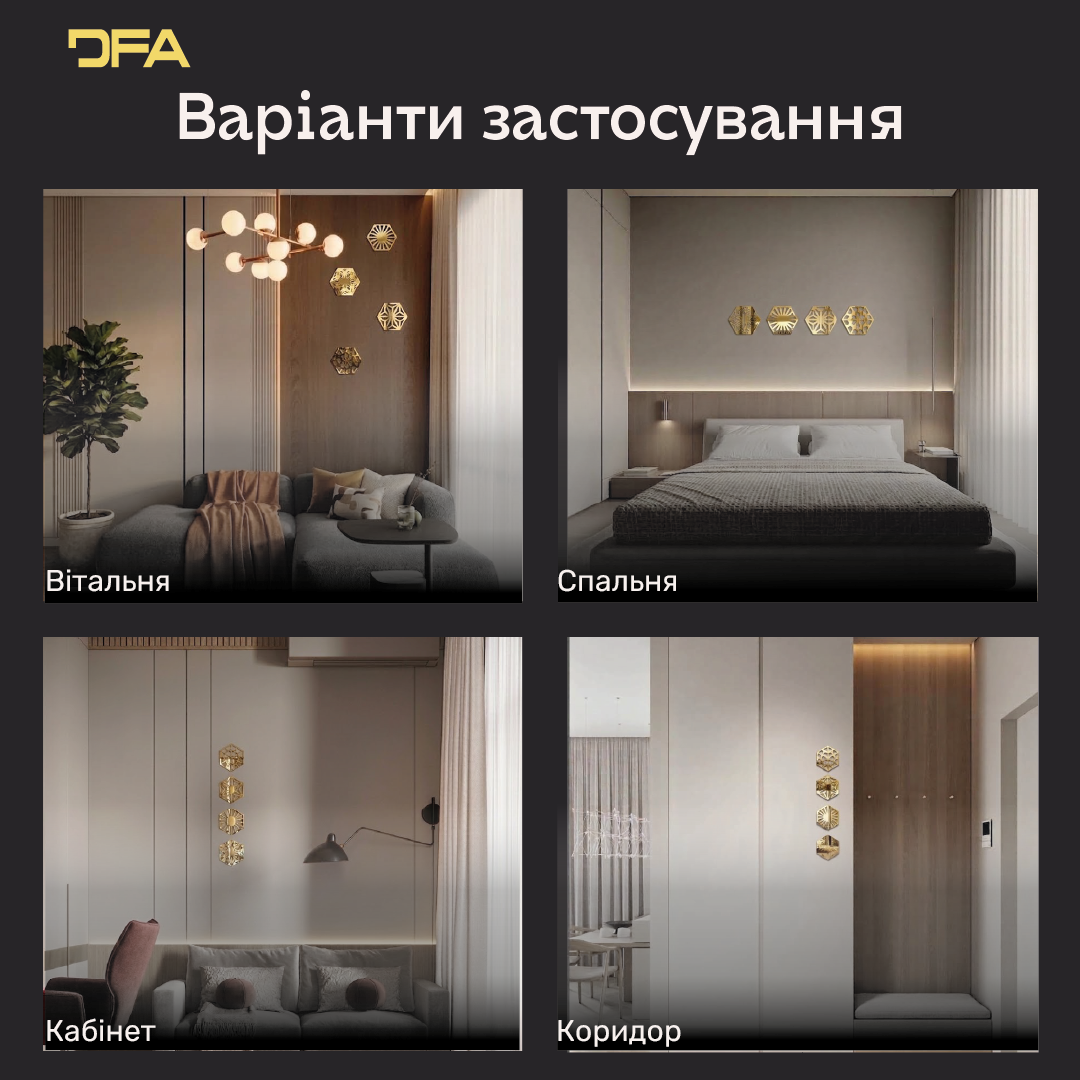 Набір дзеркального декору для легкого оновлення дизайну в стилі природних сот (YA00108)