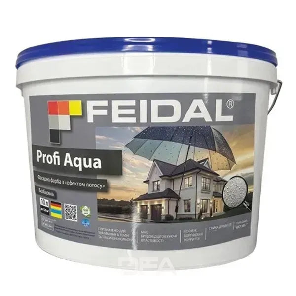 Фарба для фасаду Feidal Profi Aqua матова прозора база – стійка до вологи, бруду та ультрафіолету