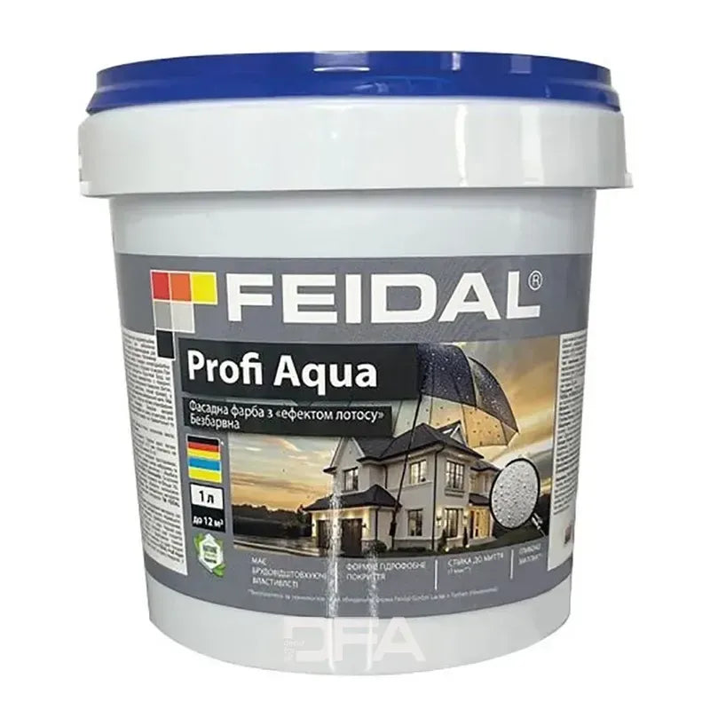 Фарба для фасаду Feidal Profi Aqua матова прозора база – стійка до вологи, бруду та ультрафіолету