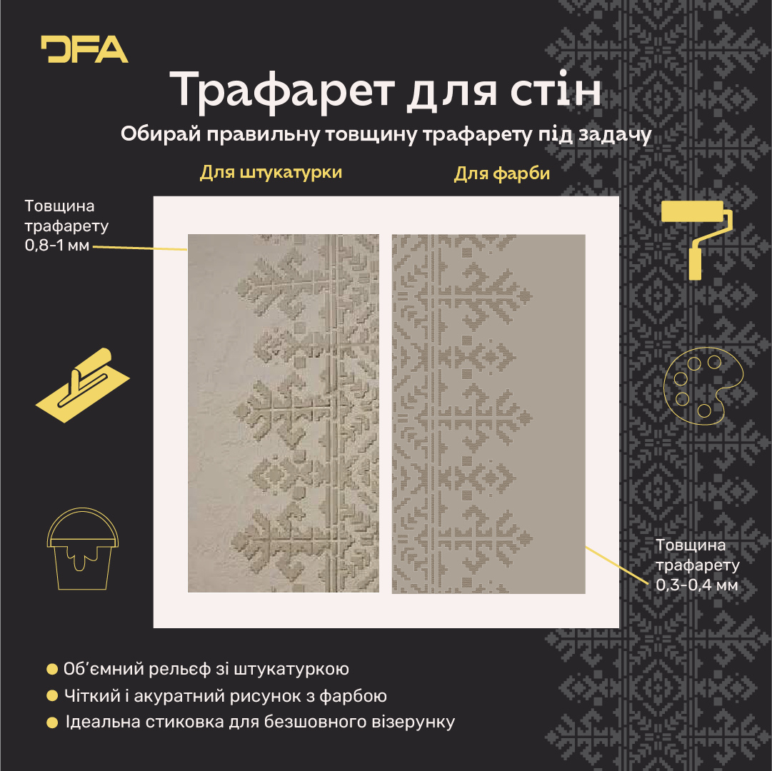 Трафарет DFA Вишиванка для штукатурки та фарби 0.3-1мм (Z00026)
