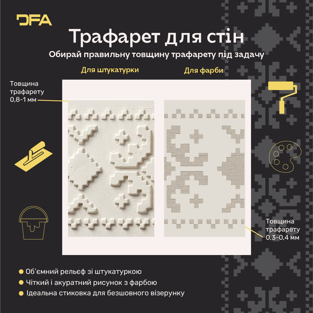 Трафарет DFA Вишиванка для штукатурки та фарби 0.3-1мм (Z00027)