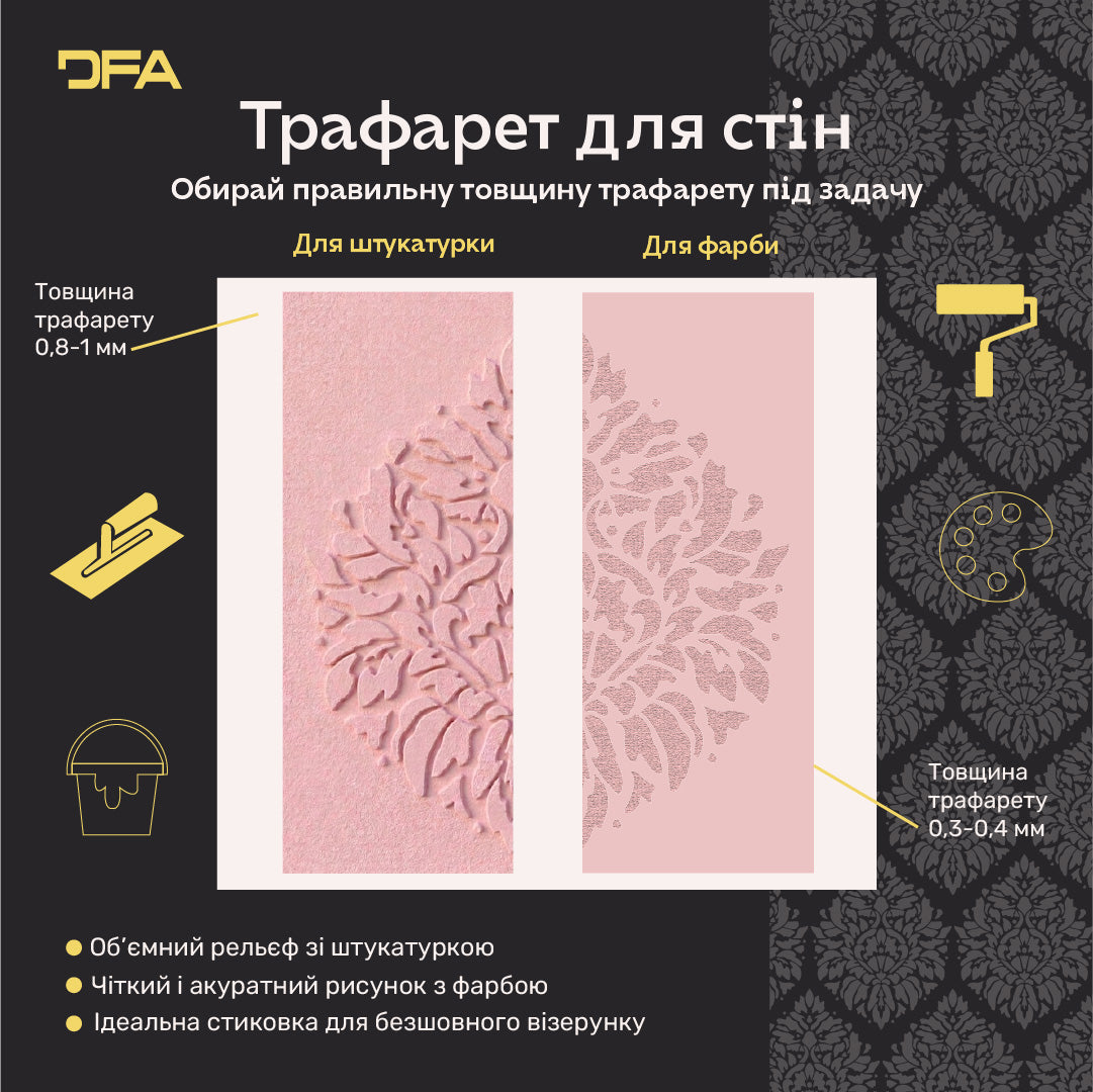 Трафарет для декору DFA Королівський Дамаск, 0,3-1мм (D00076)