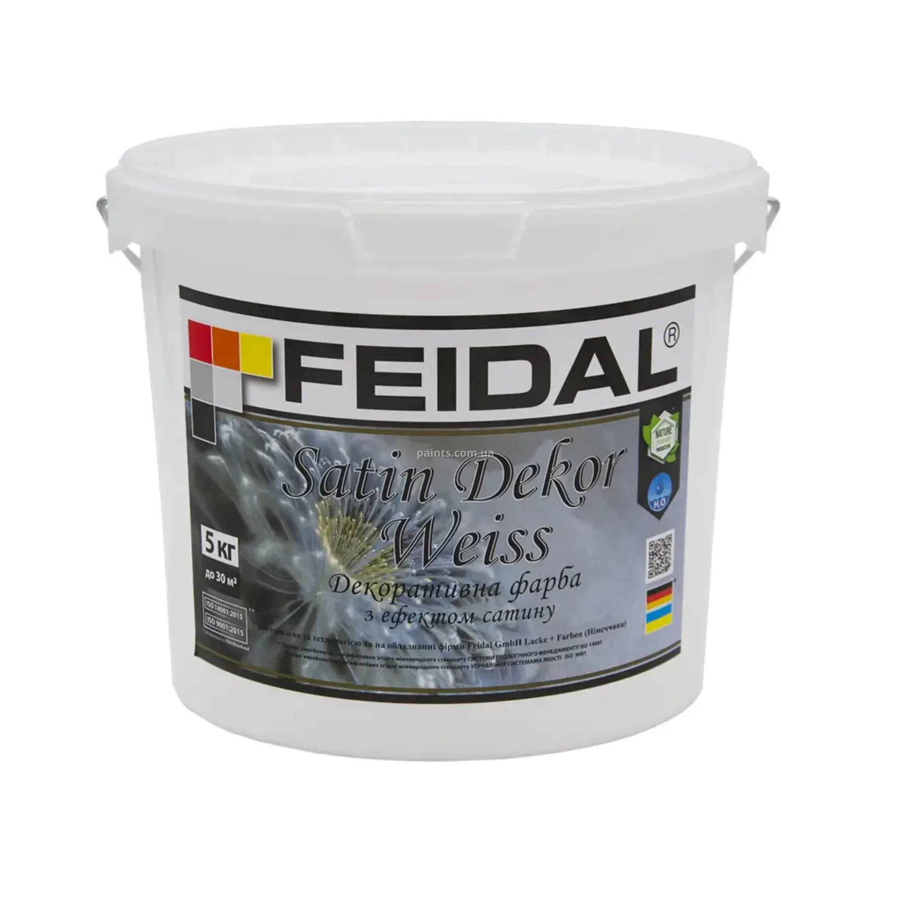 Декоративна фарба з ефектом сатину Feidal Satin Dekor Weiss