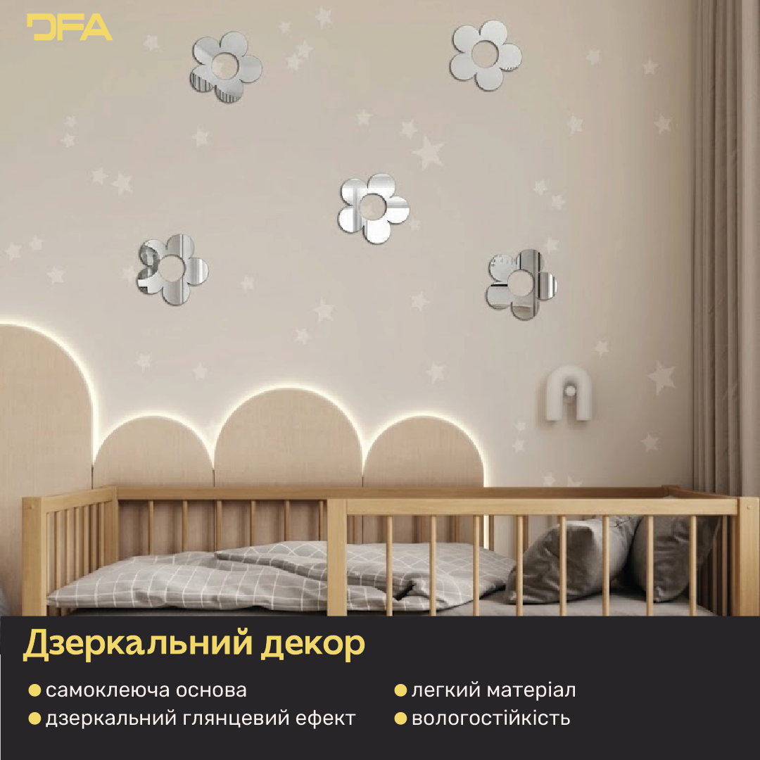 DFA «Квіточки великі» – елегантний дзеркальний декор для будь-якого простору, 5 шт/10 шт