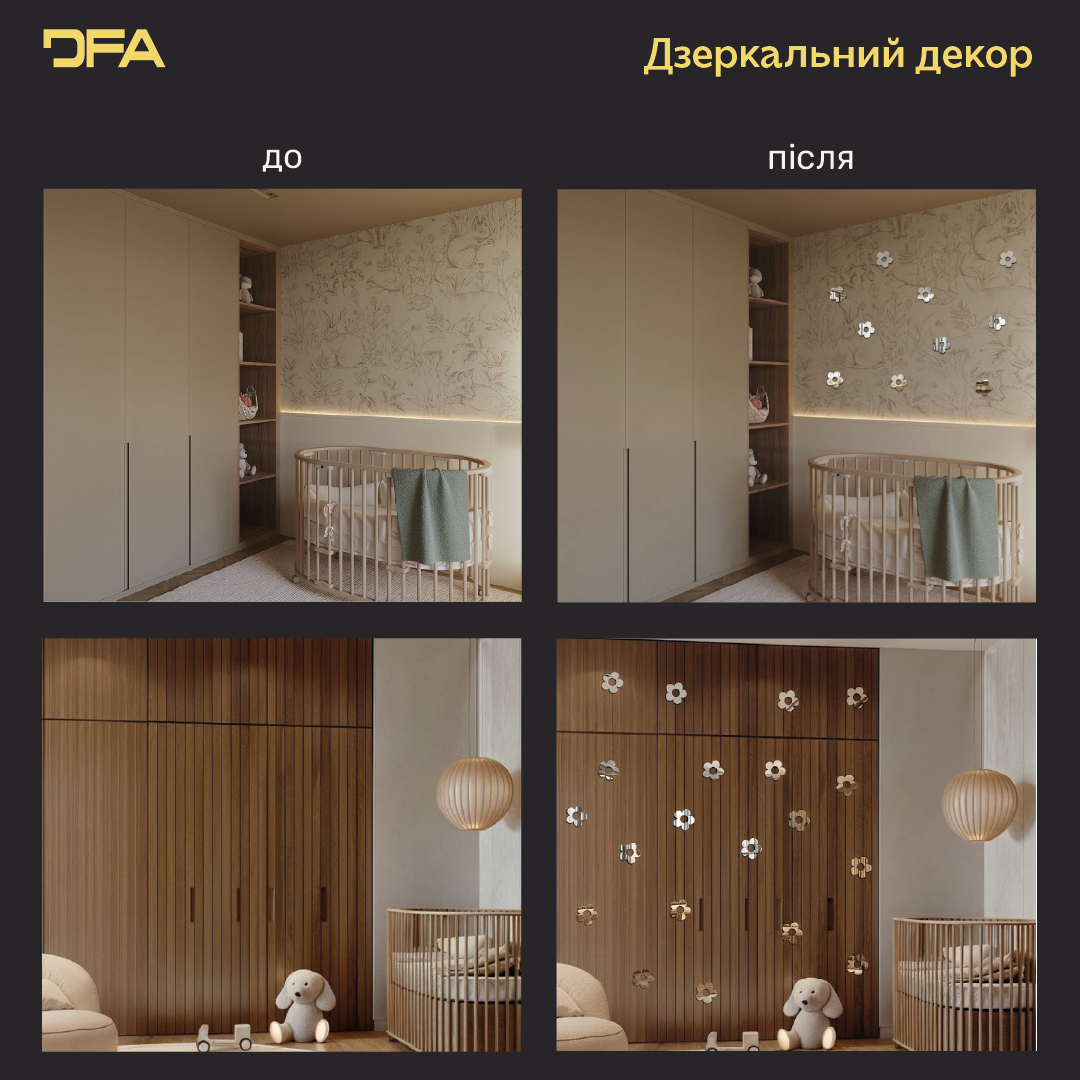 Дзеркальний декор DFA «Квіточки маленькі» – ніжність і стиль у вашому інтер’єрі, 10 шт/20 шт.