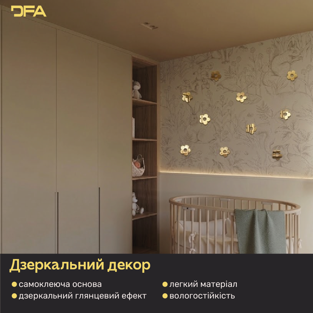 Дзеркальний декор DFA «Квіточки маленькі» – ніжність і стиль у вашому інтер’єрі, 10 шт/20 шт.