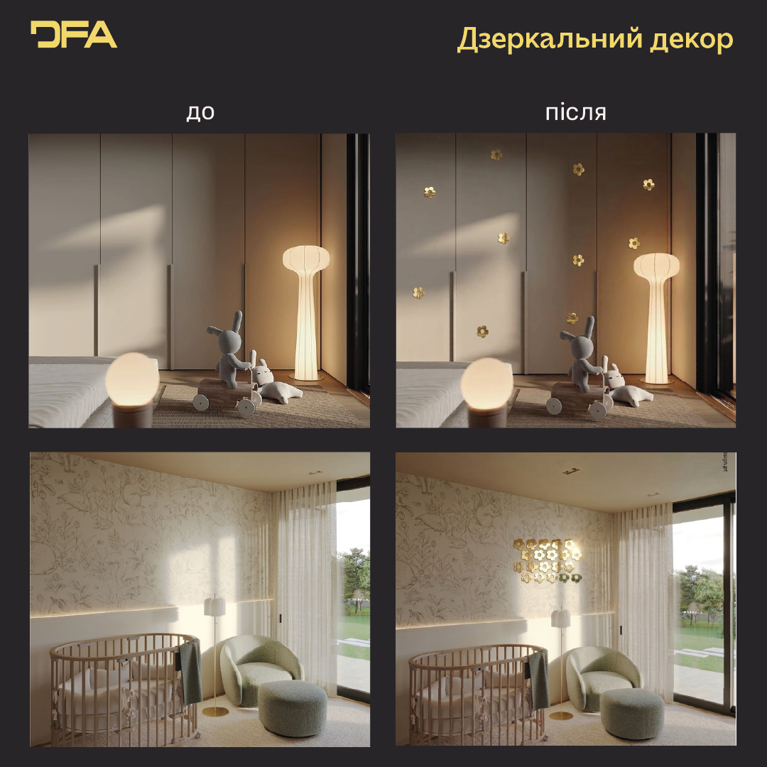 Дзеркальний декор DFA «Квіточки маленькі» – ніжність і стиль у вашому інтер’єрі, 10 шт/20 шт.