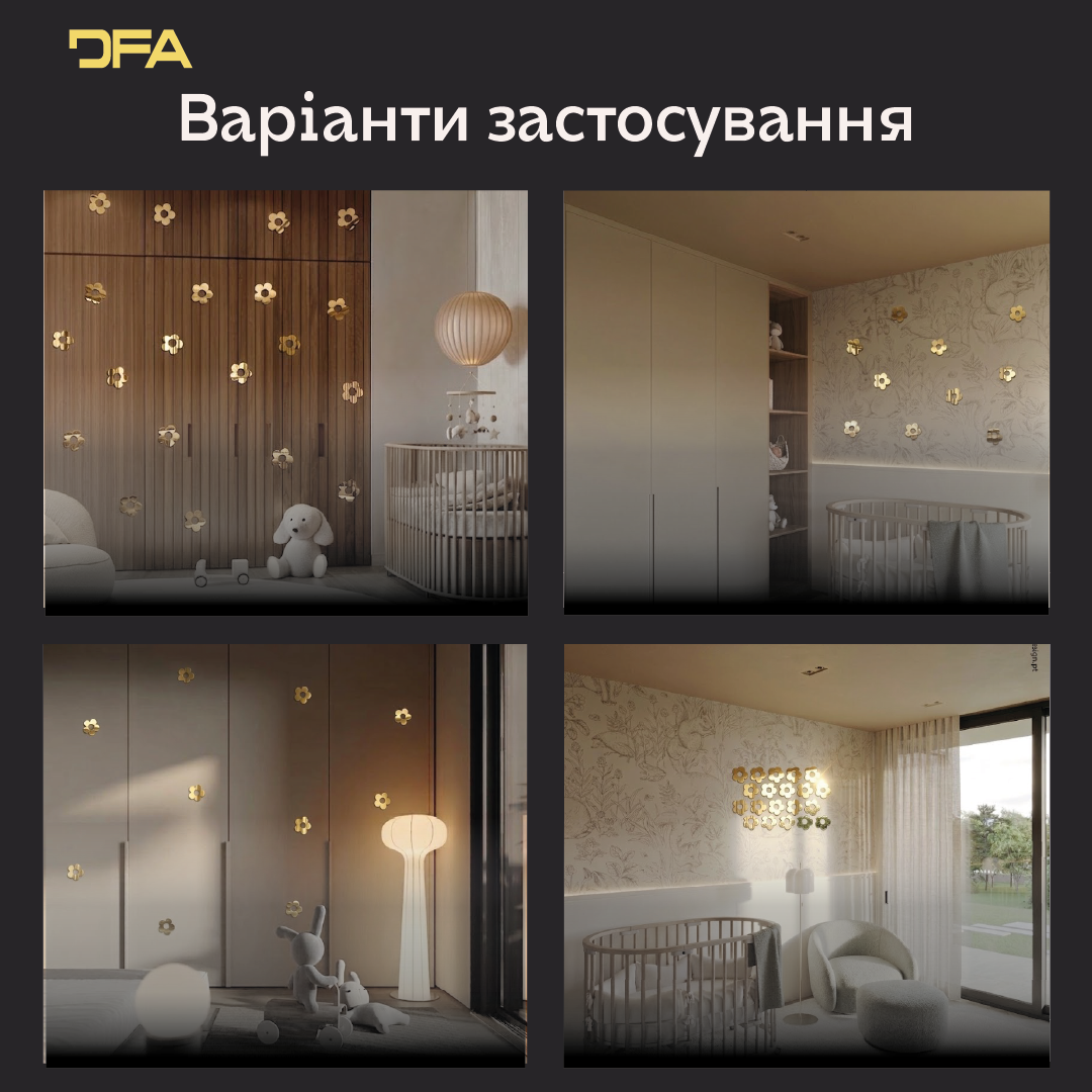 Дзеркальний декор DFA «Квіточки маленькі» – ніжність і стиль у вашому інтер’єрі, 10 шт/20 шт.