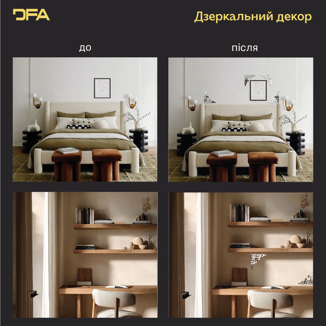 Дзеркальний декор для кутів DFA – Заповніть простір стилем та світлом, 2 шт/4 шт (YA00092)
