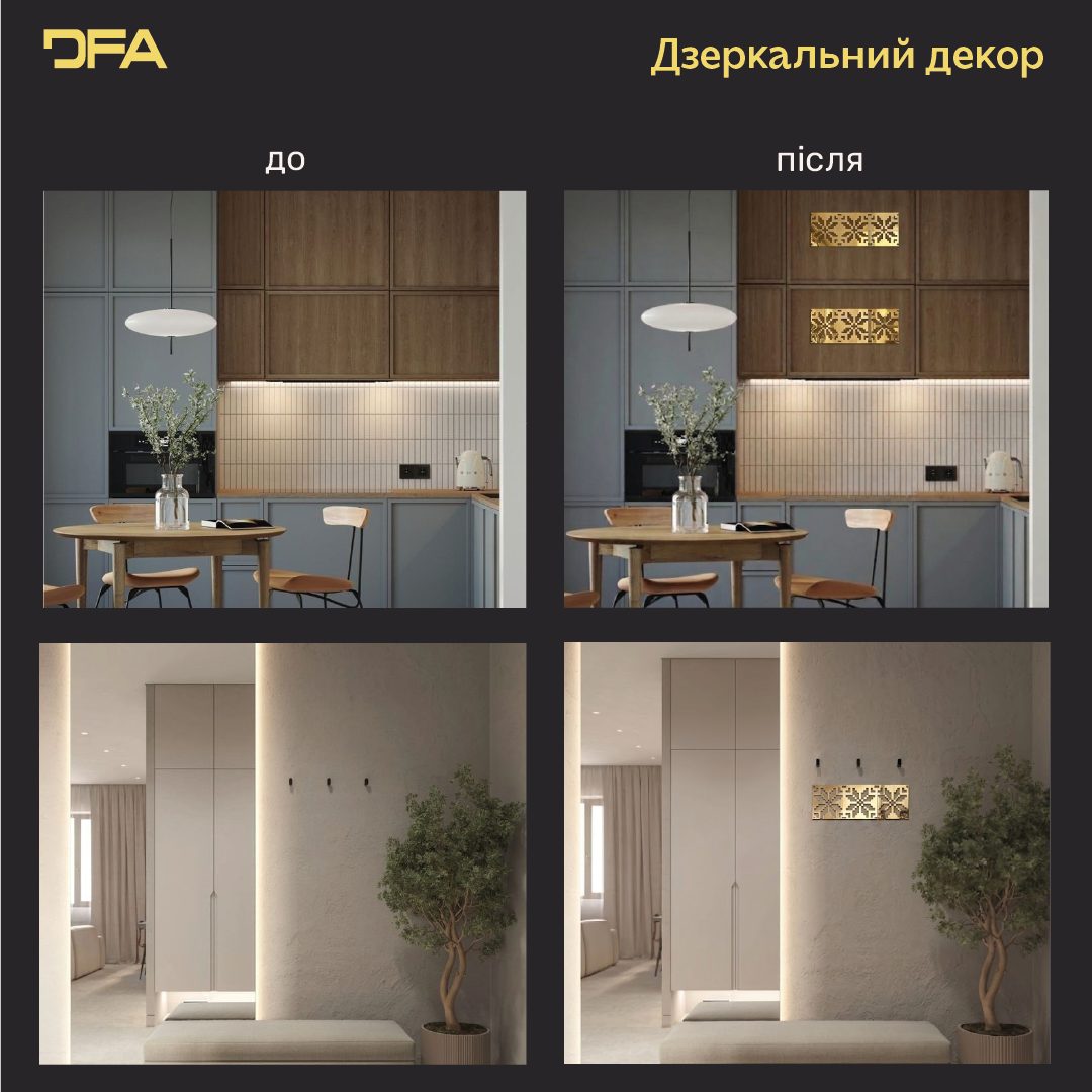Дзеркальний декор Вишиванка – яскравий акцент української культури у вашому домі, 1 шт/2 шт/4 шт (YA00097)