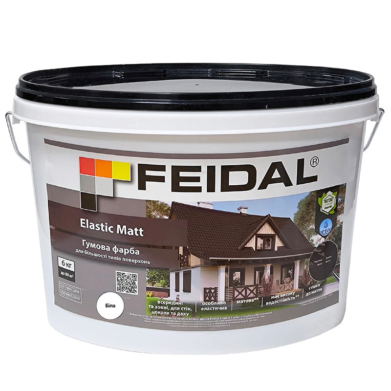Feidal Elastic Matt біла матова – сучасна гумова фарба для довговічного покриття