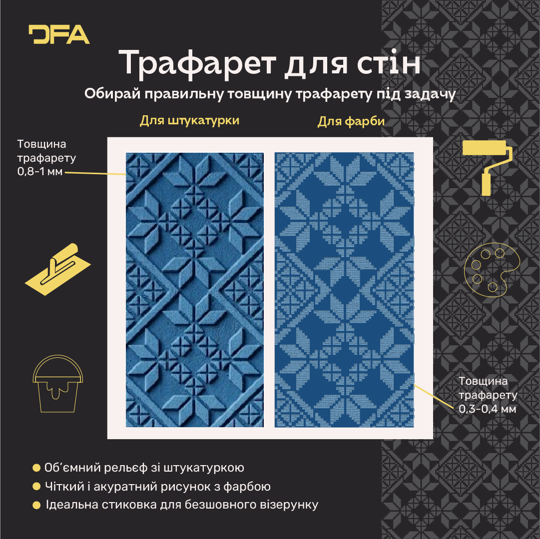 Трафарет DFA Вишиванка для штукатурки та фарби 0.3-1мм (Z00007)