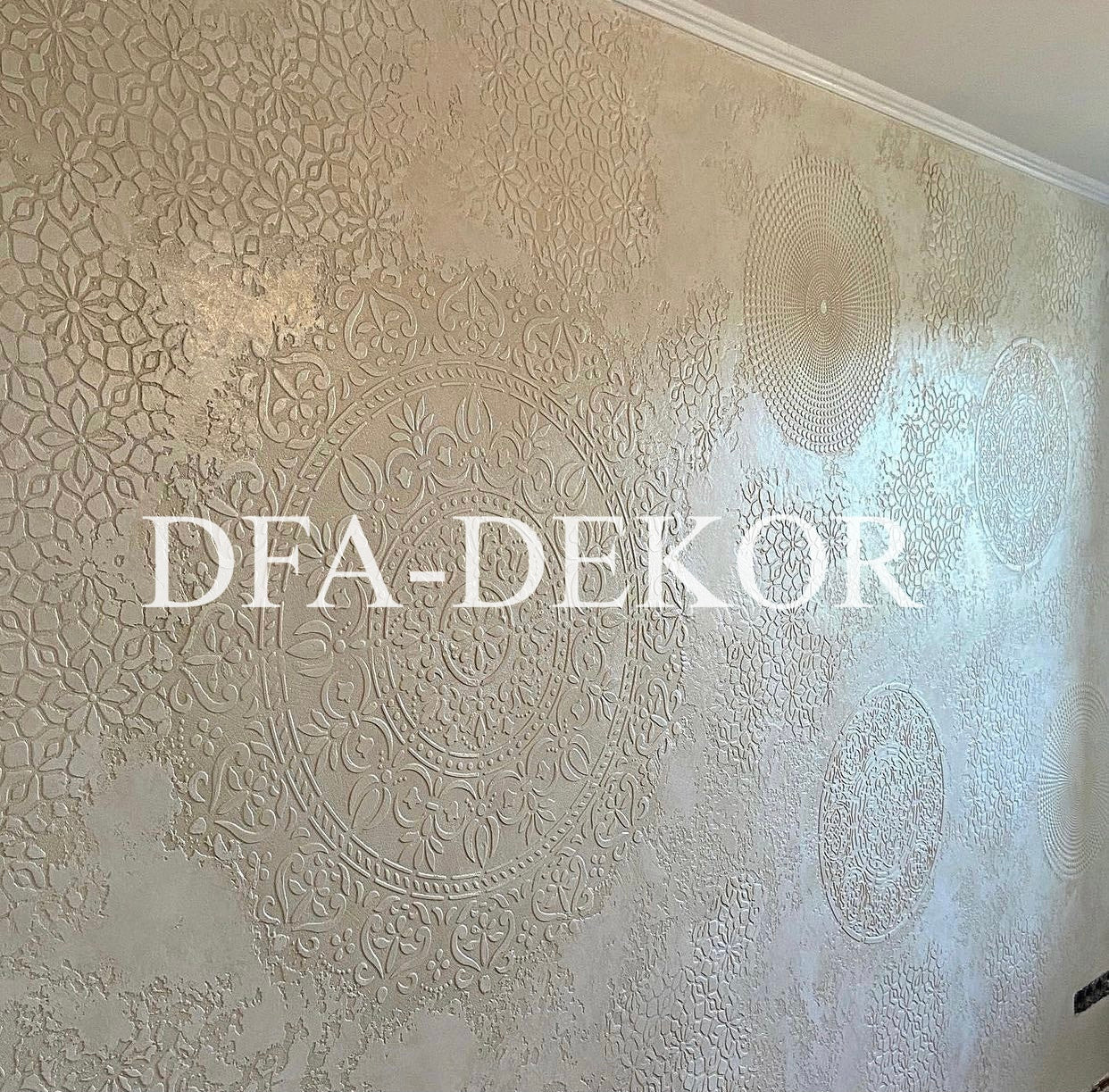 Набір для декору стін під штукатурку та фарбу 14 Трафарети DFA (Круглий візерунок 7 + Геометрія 15 + Круглий візерунок 54) 0.3-1 мм (N00014)