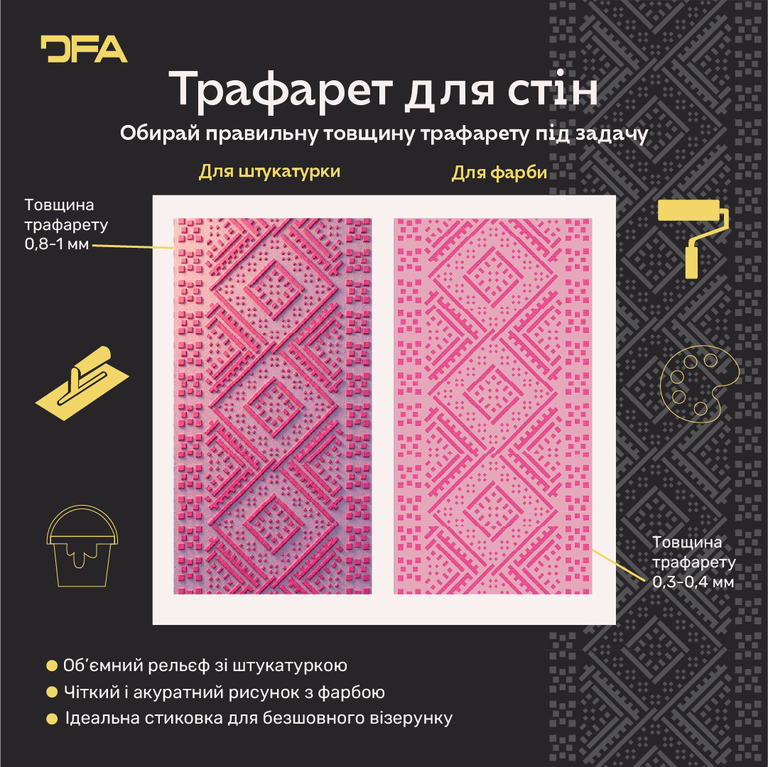 Трафарет DFA Вишиванка для штукатурки та фарби 0.3-1мм (Z00059)