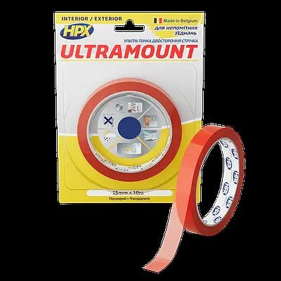 ULTRA MOUNT - 15мм x 10м - ультра-тонка прозора монтажна стрічка для непомітних з'єднань