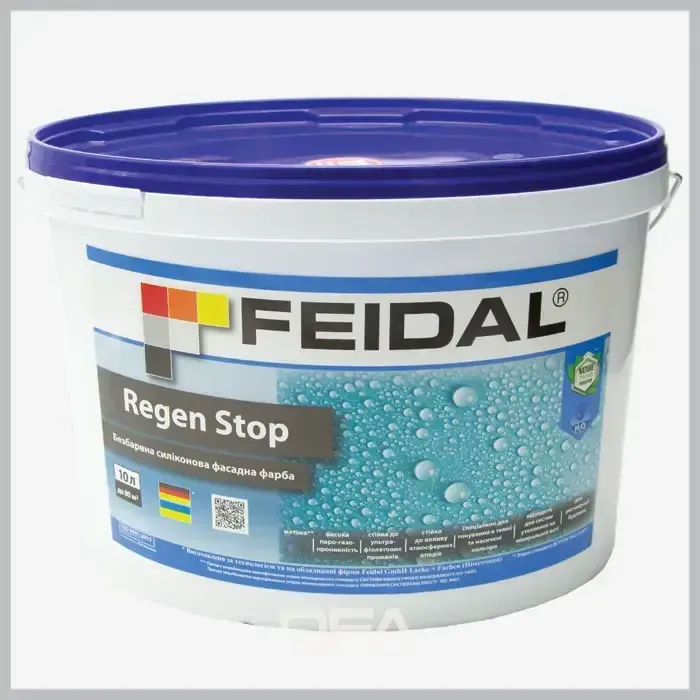 Безбарвна силіконова фасадна фарба Feidal Regen Stop