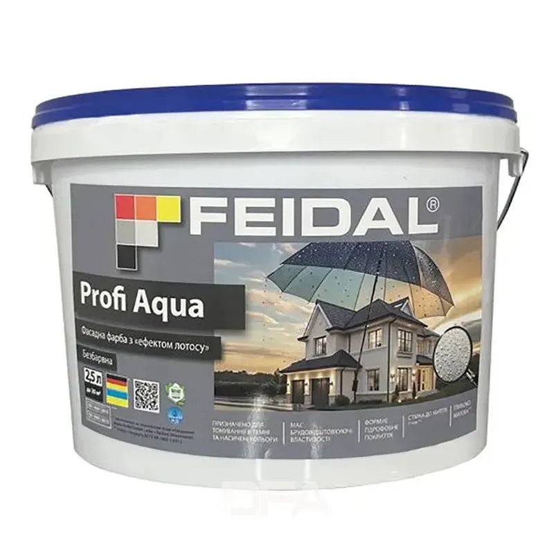 Фарба для фасаду Feidal Profi Aqua матова прозора база – стійка до вологи, бруду та ультрафіолету