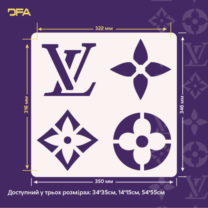 Монограма LV на вашій стіні: Трафарет DFA Луї Віттон для створення елітного дизайну 0.3-1 мм (X00151)