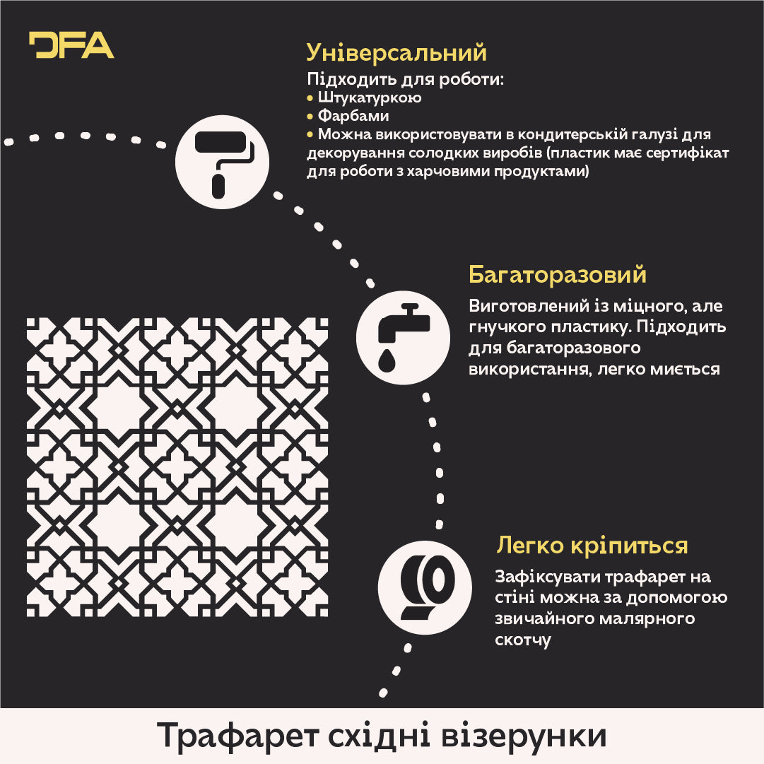 Декор у східному стилі – трафарет DFA для створення витонченого орнаменту 0.3-1 мм (V00075-d)