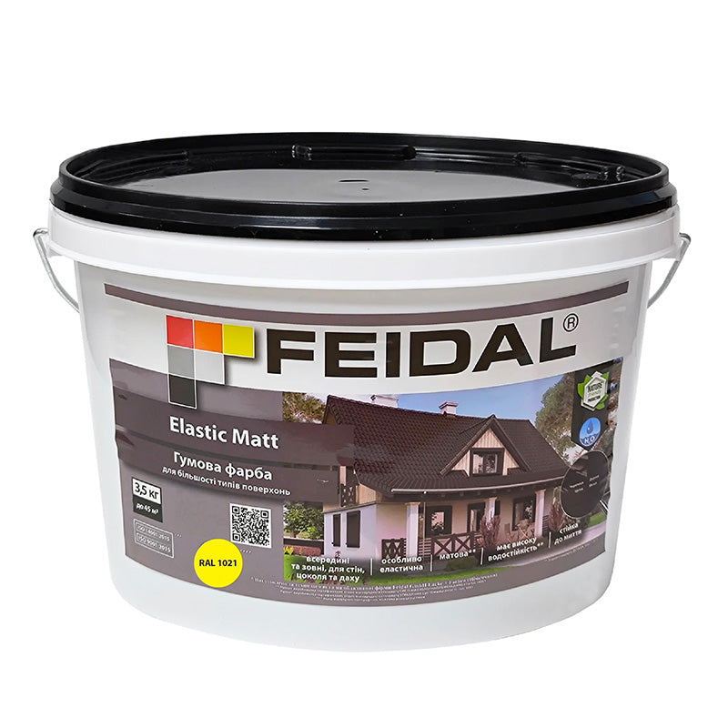 Жовта матова фарба Feidal Elastic Matt Ral 1021 – еластичне покриття для дому та офісу