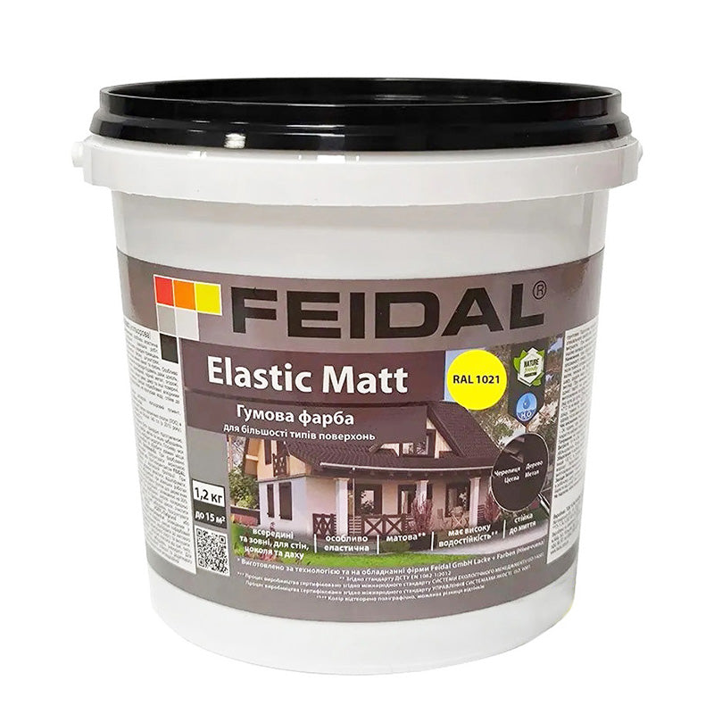 Жовта матова фарба Feidal Elastic Matt Ral 1021 – еластичне покриття для дому та офісу