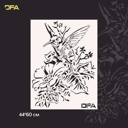 Трафарет Пташка DFA тварини для стін для штукатурки та фарби 0,3-1мм (J00044)