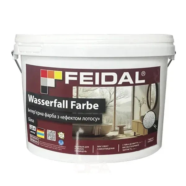 Інтер’єрна фарба Feidal Wasserfall Farbe глибокоматова біла – водовідштовхувальний ефект лотоса для стильного інтер’єру