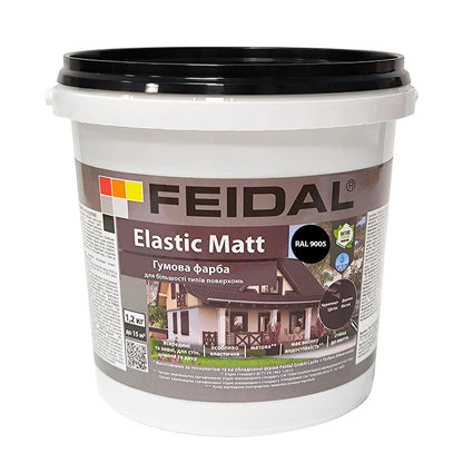 Еластична чорна фарба Feidal RAL 9005 – матова для фасаду, даху і внутрішніх робіт