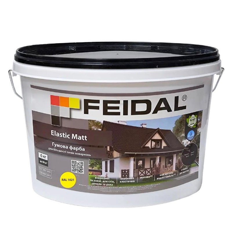 Жовта матова фарба Feidal Elastic Matt Ral 1021 – еластичне покриття для дому та офісу