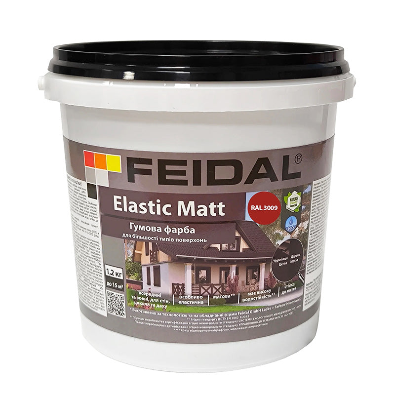 Стійка еластична фарба Feidal Elastic Matt RAL 3009 червоно-коричнева для даху й фасаду