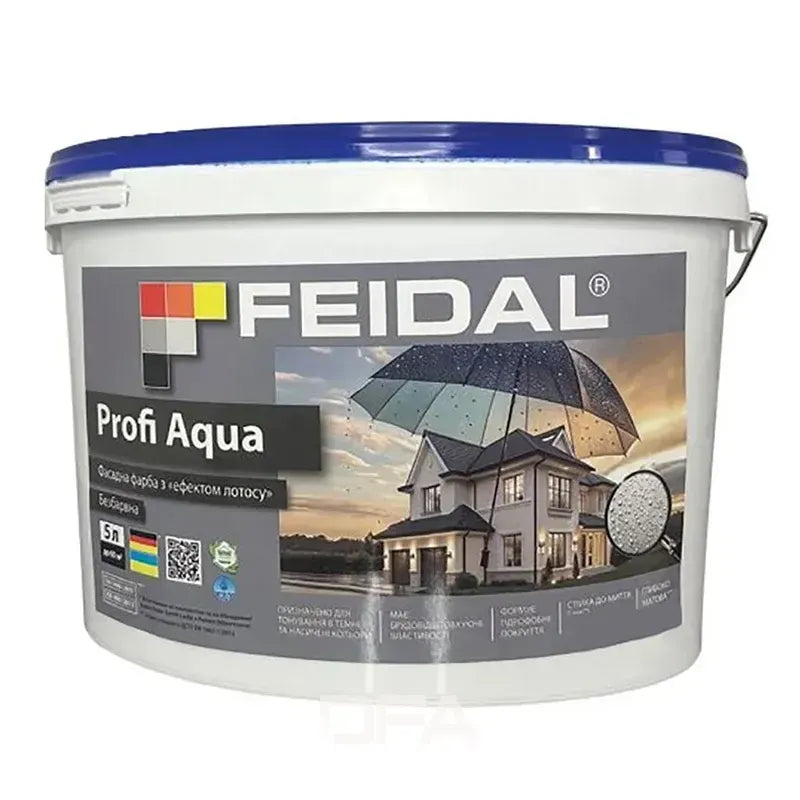 Фарба для фасаду Feidal Profi Aqua матова прозора база – стійка до вологи, бруду та ультрафіолету