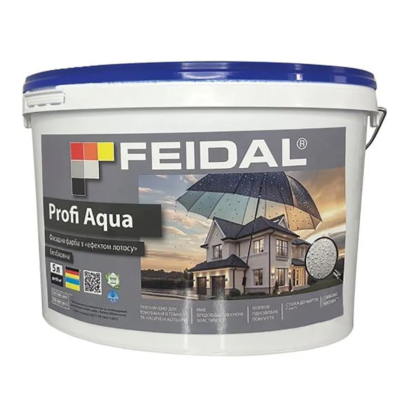 Фарба для фасаду Feidal Profi Aqua матова прозора база – стійка до вологи, бруду та ультрафіолету
