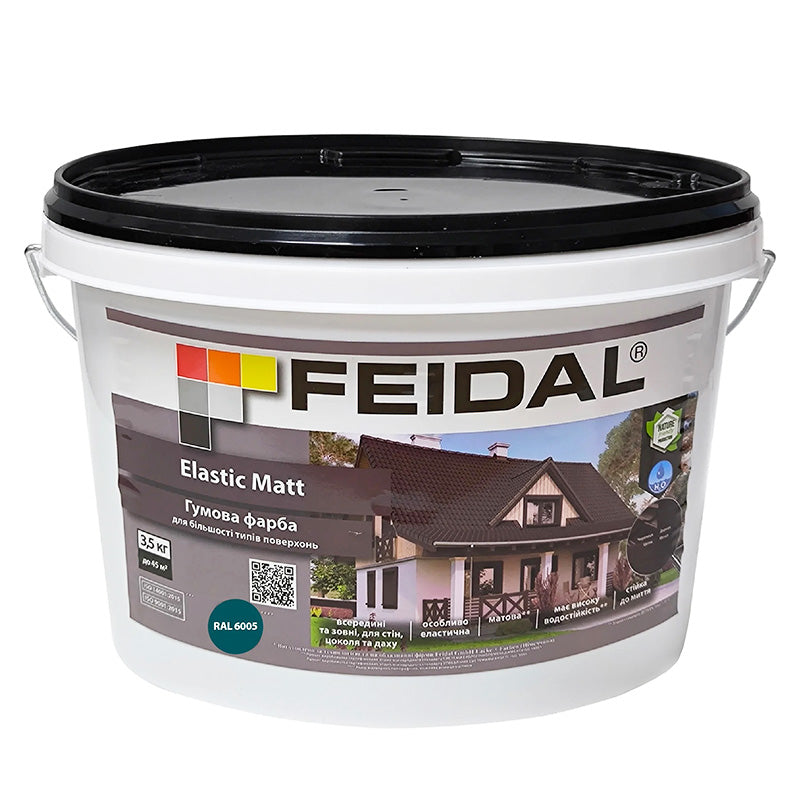 Фарба зелена Feidal Elastic Matt RAL 6005 – гумова матова стійка до атмосферних впливів