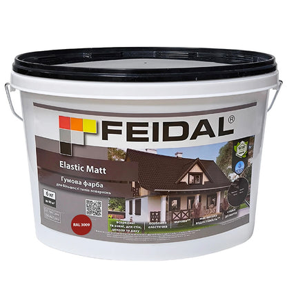 Стійка еластична фарба Feidal Elastic Matt RAL 3009 червоно-коричнева для даху й фасаду