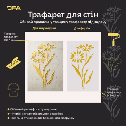 Трафарет DFA «Квітка» для декупажу предметів інтерʼєру (P00203)