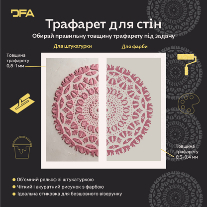 Трафарет DFA багаторазовий Круглий візерунок 154 для штукатурки та фарби 0,3-1мм (С00154)