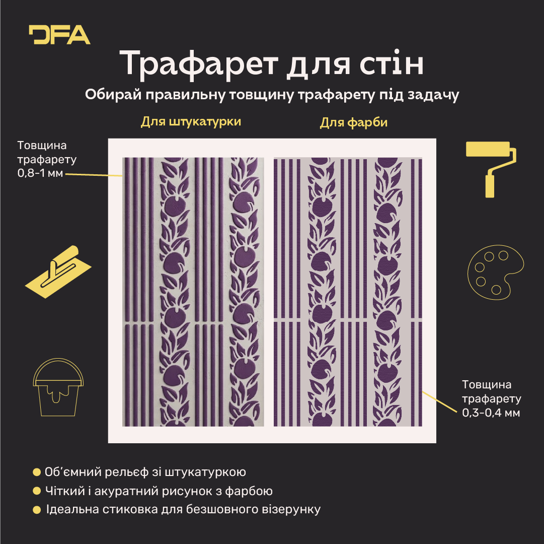 Трафарет DFA для декору Природа для штукатурки та фарби 0,3-1мм (P00187)