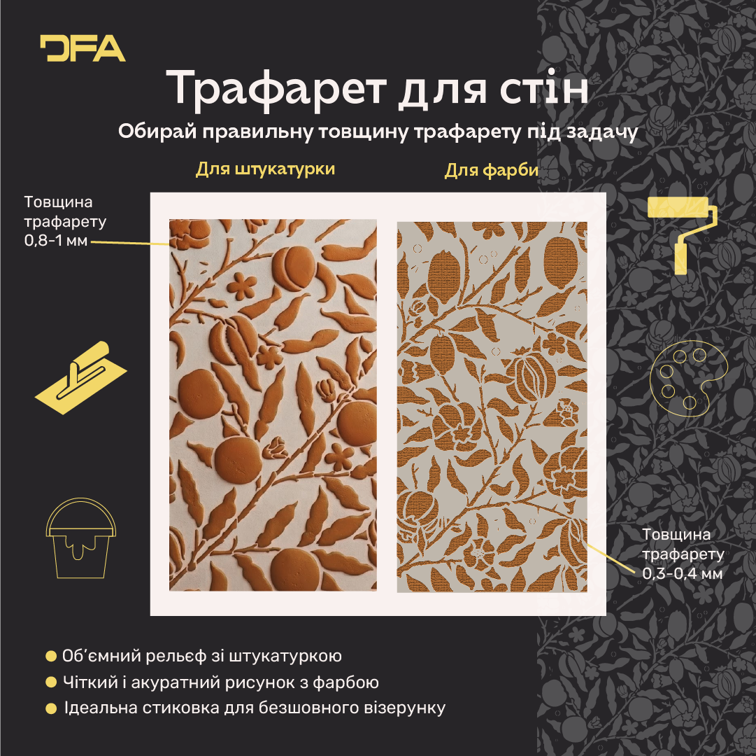 Трафарет DFA для декору Природа для штукатурки та фарби 0,3-1мм (P00182)
