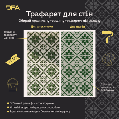 Квадратні візерунки для яскравих інтер'єрів: декоративний трафарет DFA 0.3-1 мм (K00137)
