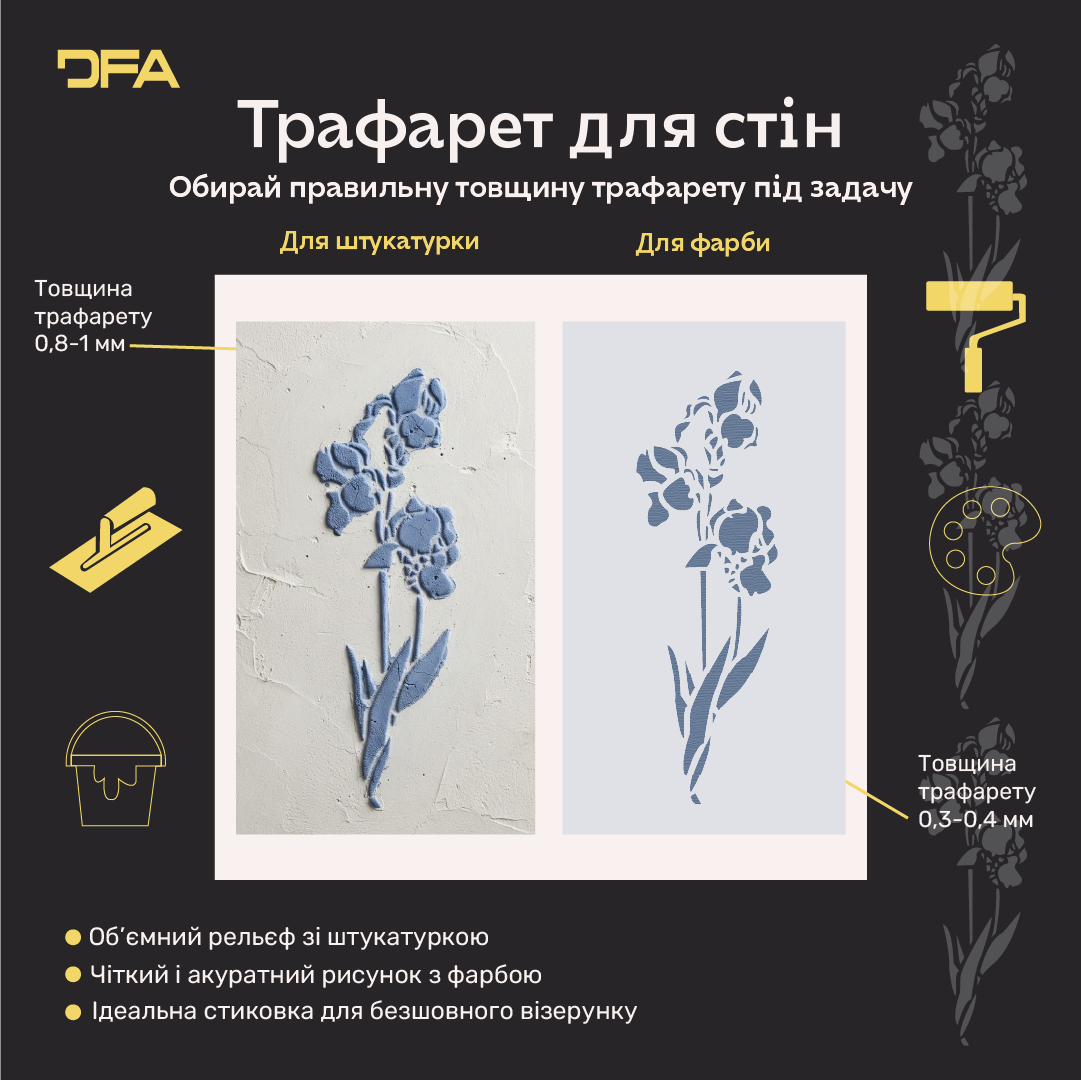 Трафарет DFA «Квітка» для декупажу предметів інтерʼєру (P00207)