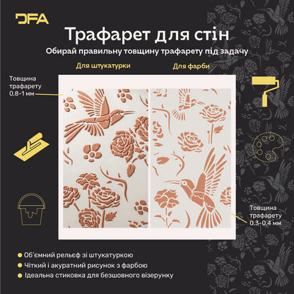 Трафарет DFA для декору Природа для штукатурки та фарби 0,3-1мм (P00183)