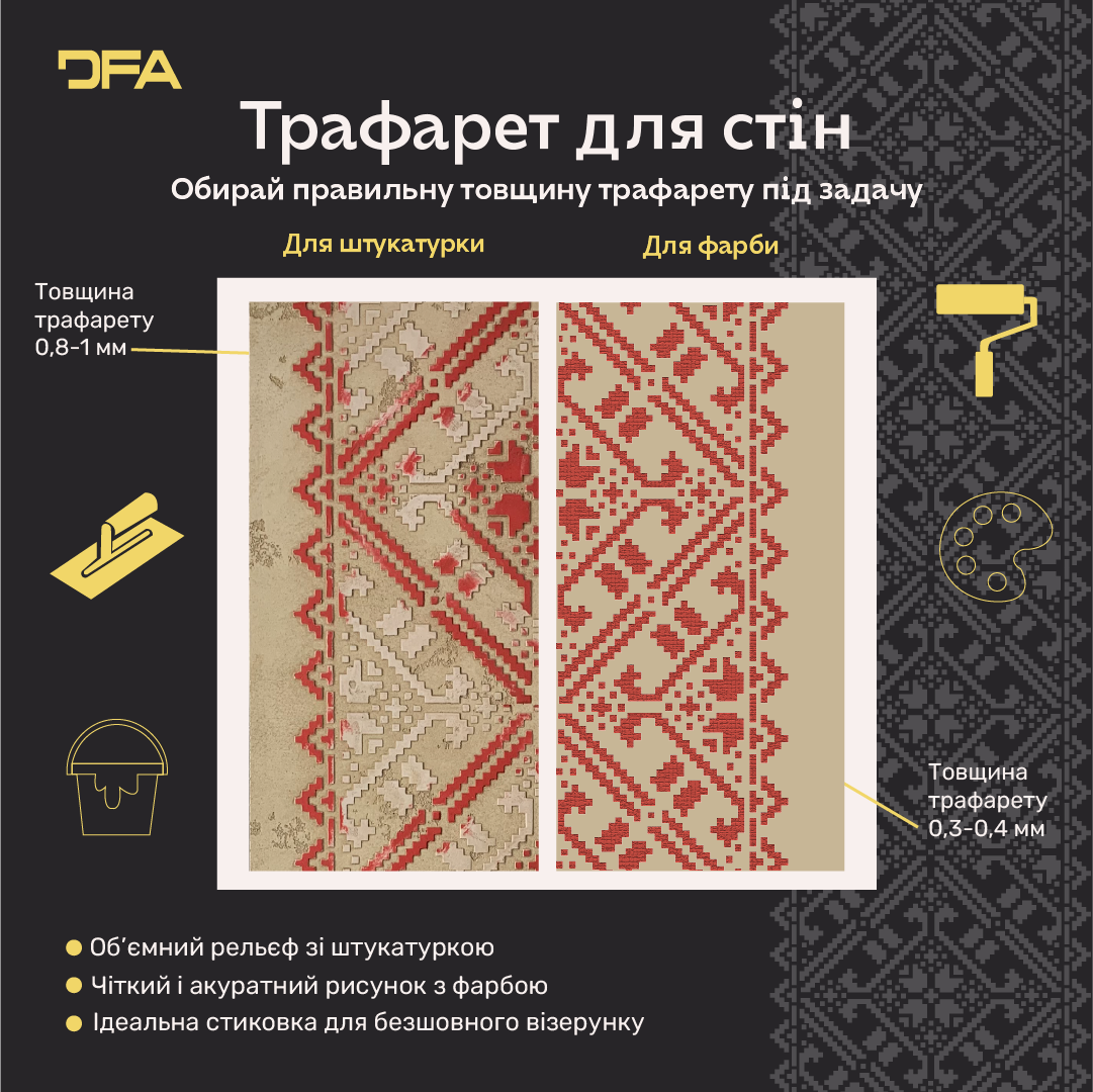 Трафарет DFA Вишиванка дляштукатурки та фарби 0.3-1мм (Z00006)